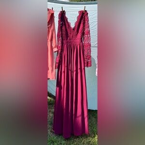 Lulu's Awaken My Love Burgandy Lace Formal Dress